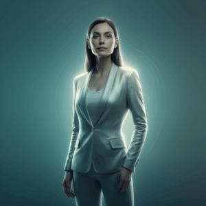 Woman in calm, elevated state representing transformation through brain regulation