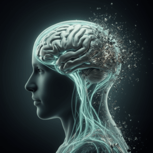 Visualization of brain activity under stress showing dysregulation and cognitive overload