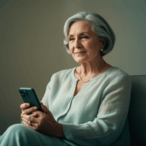 Calm older woman making thoughtful decisions, demonstrating nervous system regulation